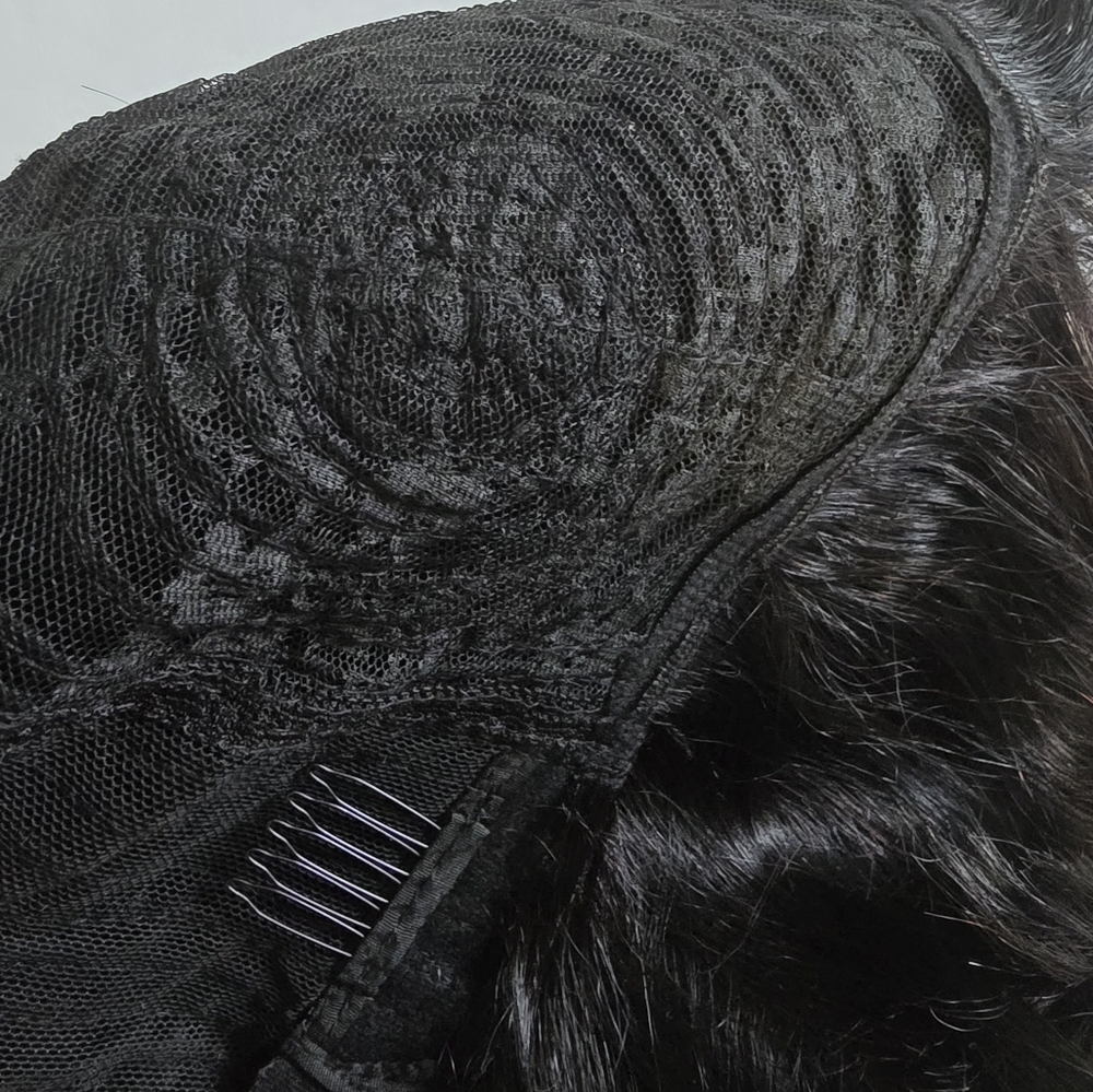 New Natural Black 100% Human Hair Wig With Bangs - Picture 11 of 16
